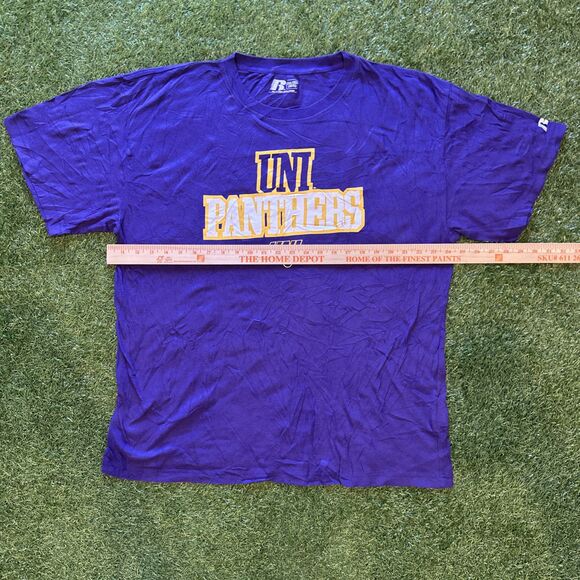 Vintage Y2K UNI Northern Iowa Panthers Purple Graphic Logo Tee Shirt Mens 2XL - Picture 4 of 10